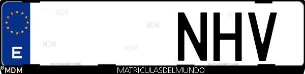Matrícula de coche de España con letras NHV, emitida en 2025