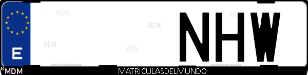 Matrícula de coche de España con letras NHW, emitida en 2025