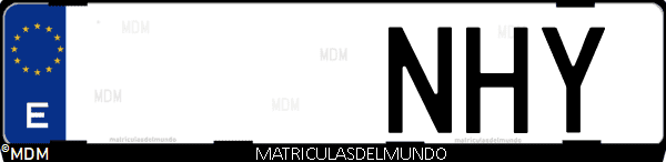 Matrícula de coche de España con letras NHY, emitida en 2025