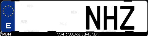 Matrícula de coche de España con letras NHZ, emitida en 2025