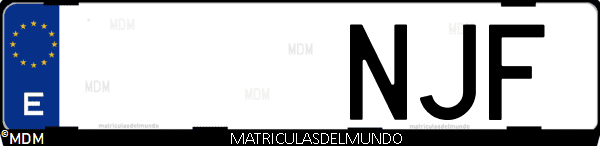 Matrícula de coche de España con letras NJF, emitida en 2025