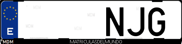 Matrícula de coche de España con letras NJG, emitida en 2025
