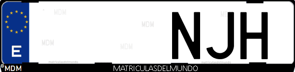 Matrícula de coche de España con letras NJH, emitida en 2025