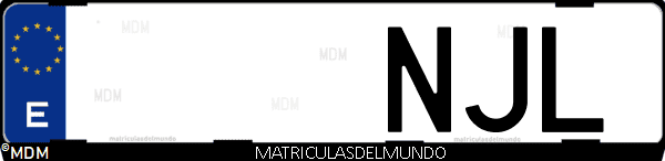Matrícula de coche de España con letras NJL, emitida en 2025