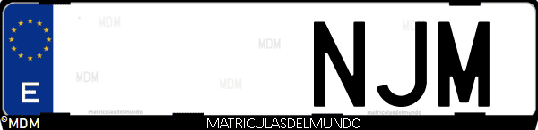 Matrícula de coche de España con letras NJM, emitida en 2025