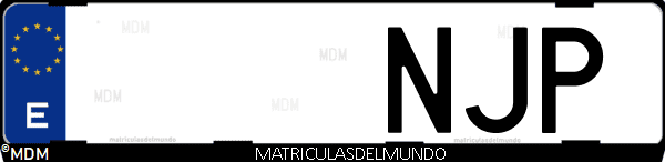 Matrícula de coche de España con letras NJP, emitida en 2025