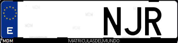 Matrícula de coche de España con letras NJR, emitida en 2025