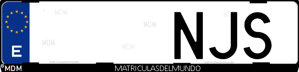 Matrícula de coche de España con letras NJS, emitida en 2025