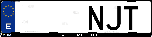 Matrícula de coche de España con letras NJT, emitida en 2026