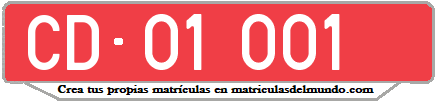 Matrícula del cuerpo diplomático de España con fondo rojo