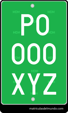 Matrícula de ejemplo de ciclomotor actual español con fondo verde