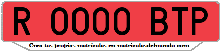 Ejemplo matrícula de remolque de España serie BTP