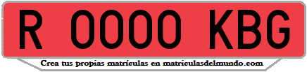 Ejemplo matrícula de remolque de España serie KBG