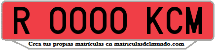 Ejemplo matrícula de remolque de España serie KCM