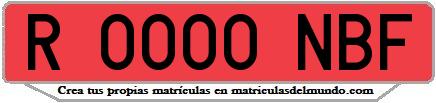Ejemplo matrícula de remolque de España serie NBF