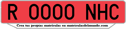 Ejemplo matrícula de remolque de España serie NHC