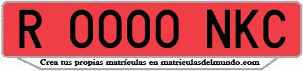 Ejemplo matrícula de remolque de España serie NKC
