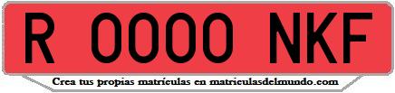 Ejemplo matrícula de remolque de España serie NKF