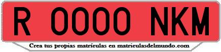 Ejemplo matrícula de remolque de España serie NKM