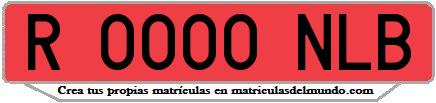 Ejemplo matrícula de remolque de España serie NLB