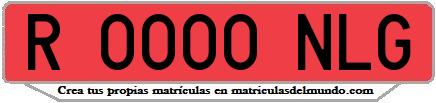 Ejemplo matrícula de remolque de España serie NLG