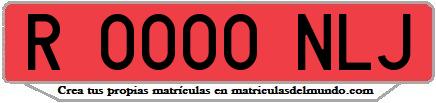 Ejemplo matrícula de remolque de España serie NLJ