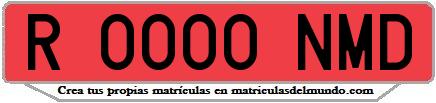 Ejemplo matrícula de remolque de España serie NMD