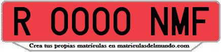 Ejemplo matrícula de remolque de España serie NMF
