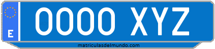 Matrícula de coche de España actual taxi