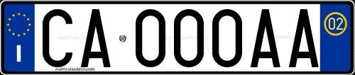 Matrícula italiana CA000AA correspondiente a marzo de 2002