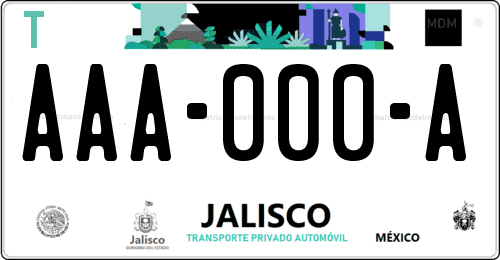 Placa de matrícula vehicular automovil mexicana de Jalisco