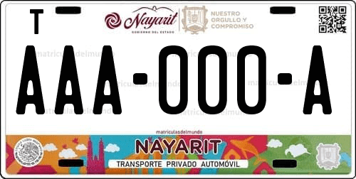 Placa de matrícula vehicular automovil mexicana de Nayarit