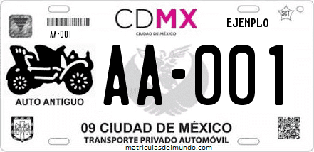 placa vehiculo antiguo ciudad de mexico auto