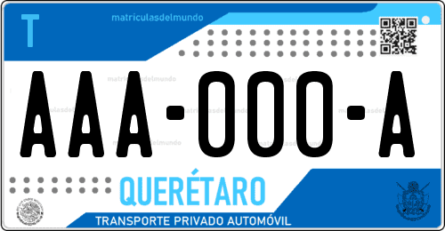 Placa de matrícula vehicular automovil mexicana de Querétaro