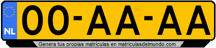 Matrícula de coche de Holanda actual de cuatro letras
