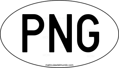international oval code PNG from Papúa Nueva Guinea