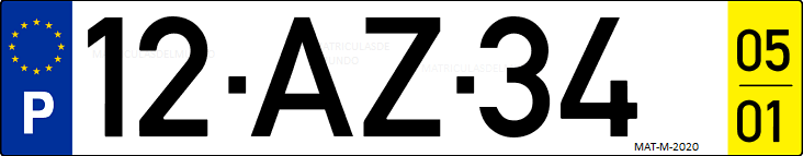 Matrícula de coche de Portugal con matrícula AZ