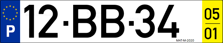 Matrícula de coche de Portugal con matrícula BB