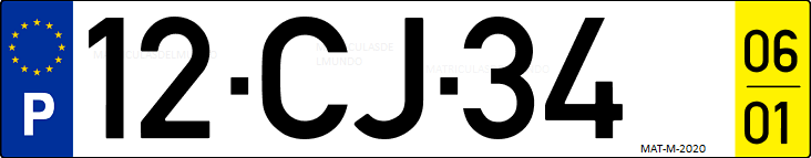 Matrícula de coche de Portugal con matrícula CJ