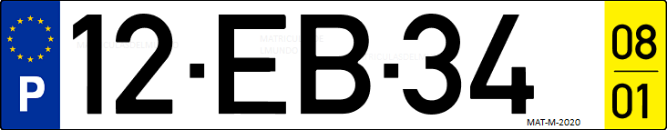 Matrícula de coche de Portugal con matrícula EB