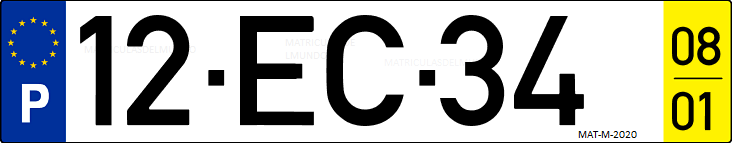 Matrícula de coche de Portugal con matrícula EC
