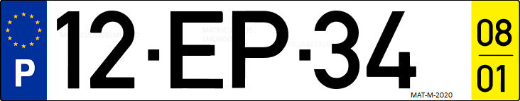 Matrícula de coche de Portugal con matrícula EP