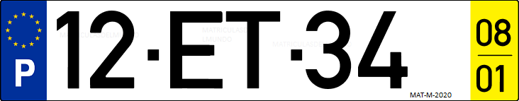 Matrícula de coche de Portugal con matrícula ET