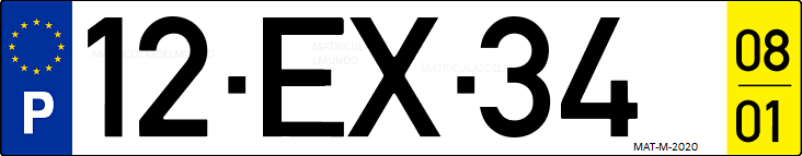 Matrícula de coche de Portugal con matrícula EX