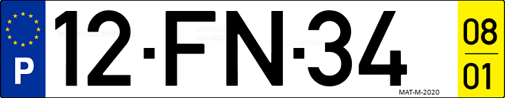 Matrícula de coche de Portugal con matrícula FN