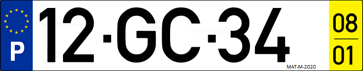 Matrícula de coche de Portugal con matrícula GC