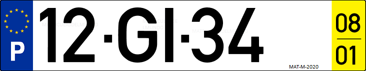 Matrícula de coche de Portugal con matrícula GI