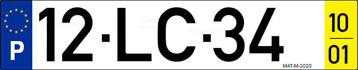 Matrícula de coche de Portugal con matrícula LC