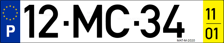 Matrícula de coche de Portugal con matrícula MC