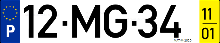 Matrícula de coche de Portugal con matrícula MG